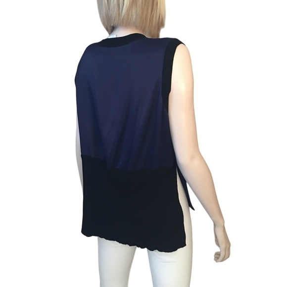 DKNY Asymmetrical Flounce Panel Top Blouse Tunic Tank Rayon Merino Wool NWOT - Picture 10 of 16